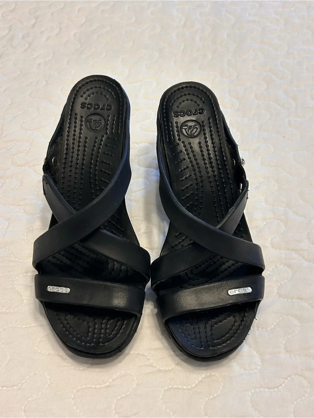 Crocs Cyprus IV Black Heels Women's Size 8 Style #14558